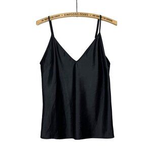 Zara Womens Satin V-Neck Cami Black Medium Date Night
